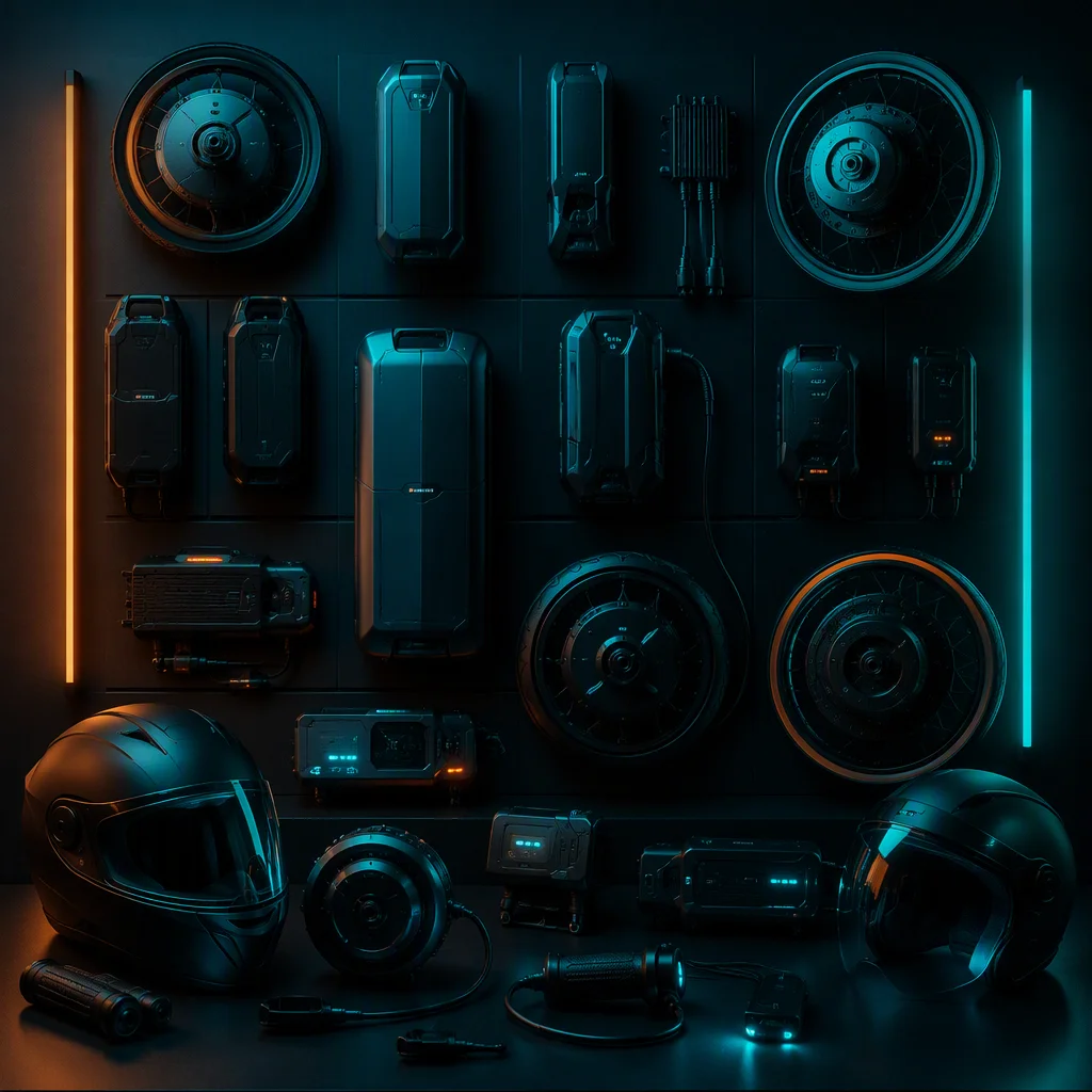 Accessories warehouse with battery packs and parts shelving