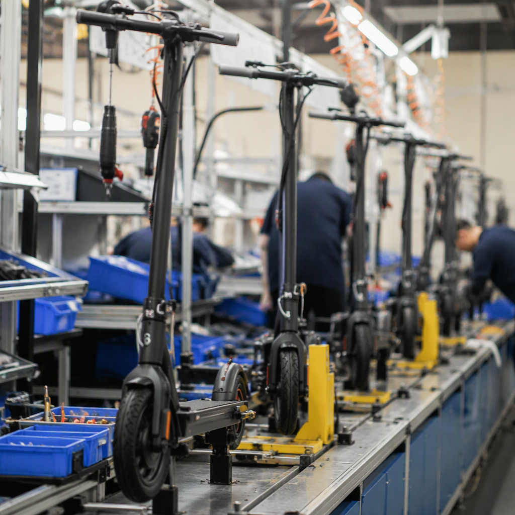 E-scooter assembly and quality inspection station