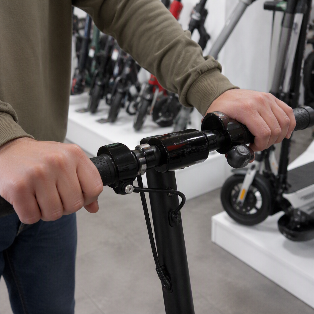 EBIKE electric scooter in dark showroom