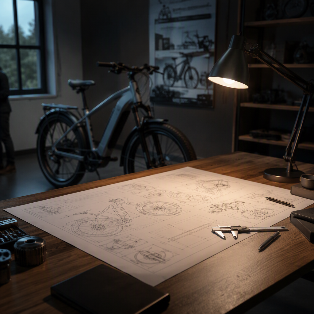 EBIKE electric scooter in dark showroom
