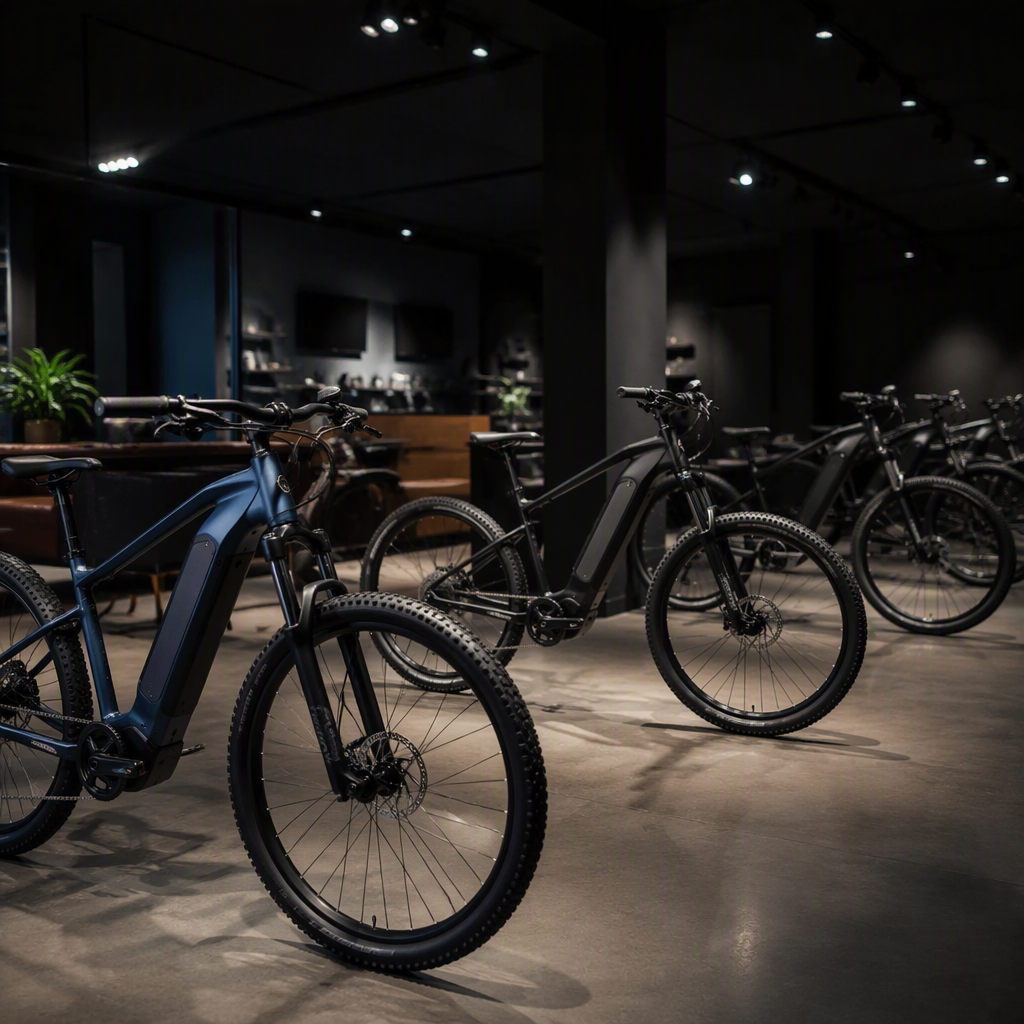 EBIKE electric scooter in dark showroom