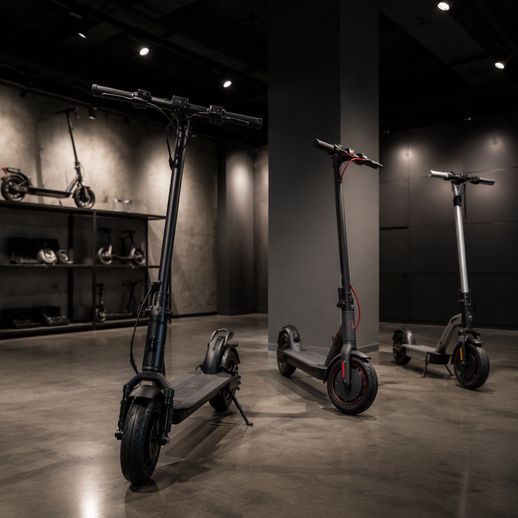 EBIKE electric scooter in dark showroom