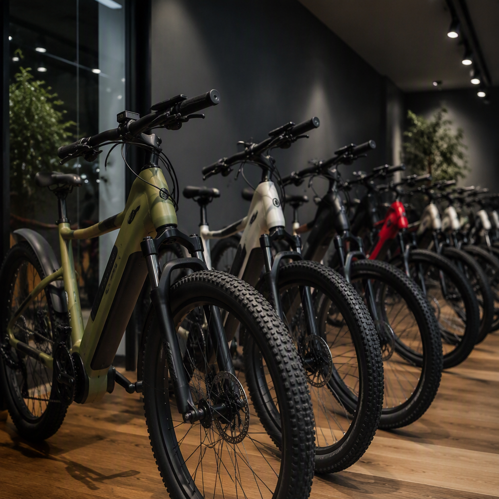 EBIKE electric scooter in dark showroom