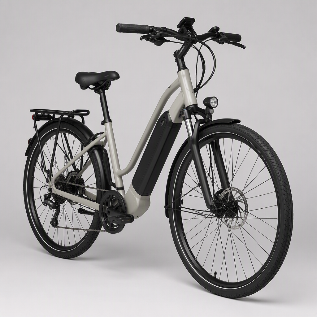 City commuter e-bike with step-through frame