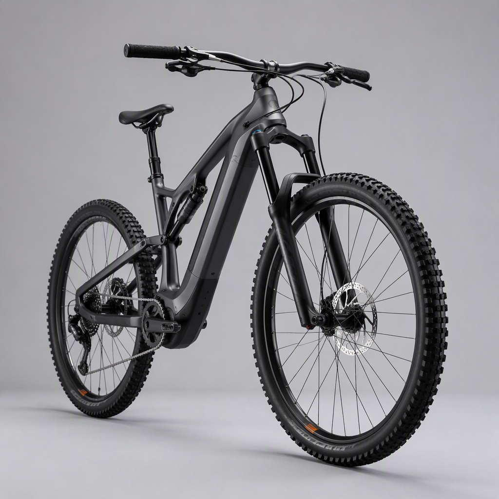 Electric mountain bike on forest trail