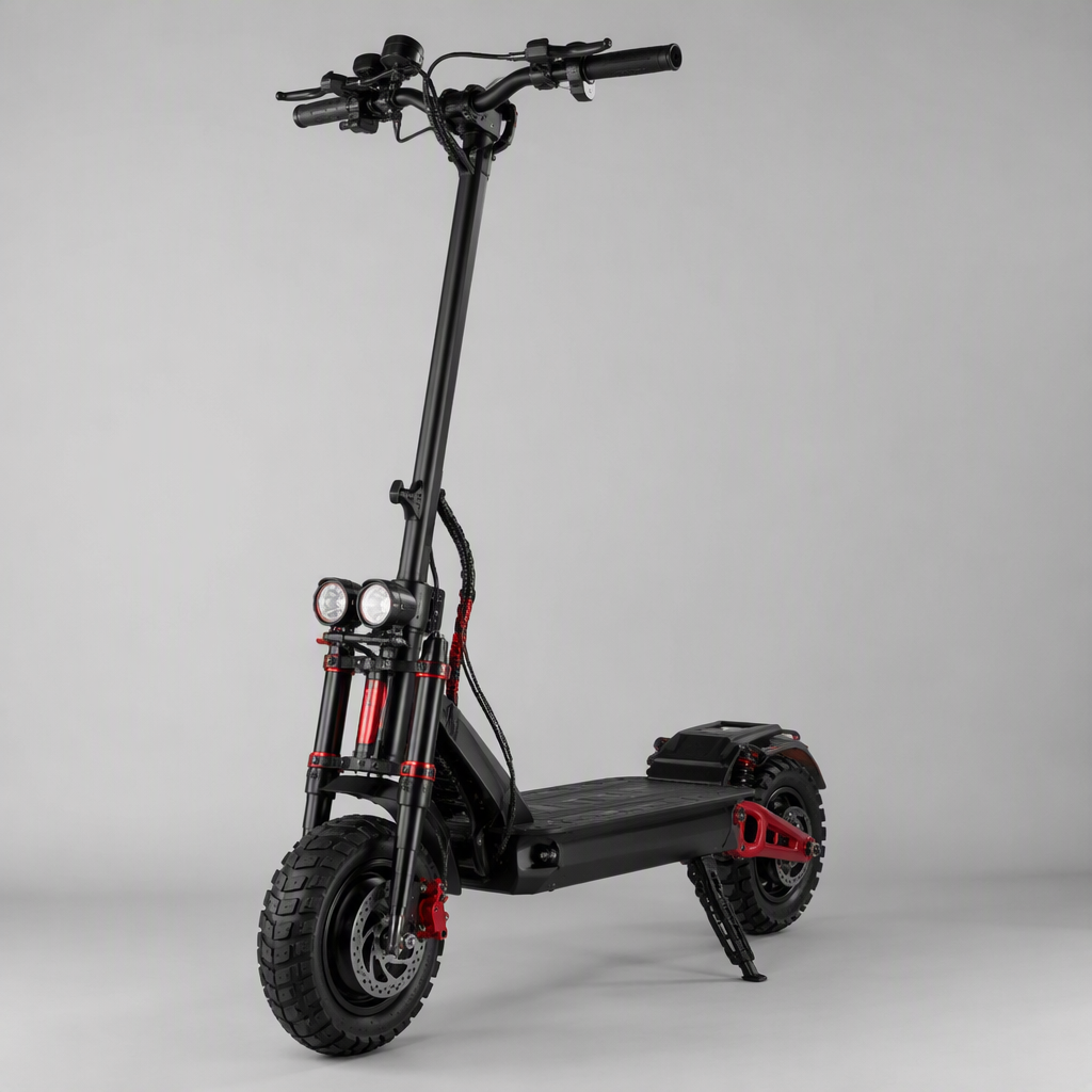 Off-road scooter with knobby tires on dirt track