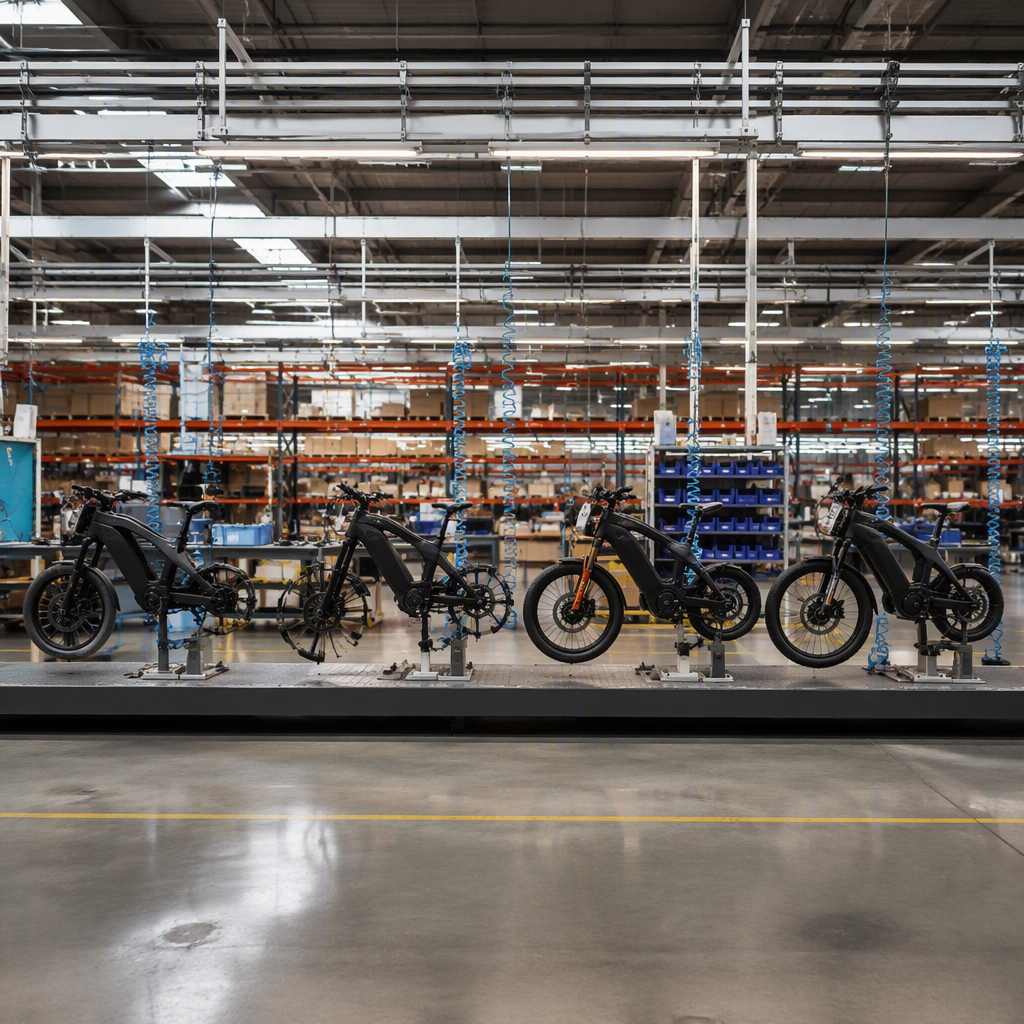 EBIKE OEM/ODM process dashboard showing 6-stage workflow with milestone tracking