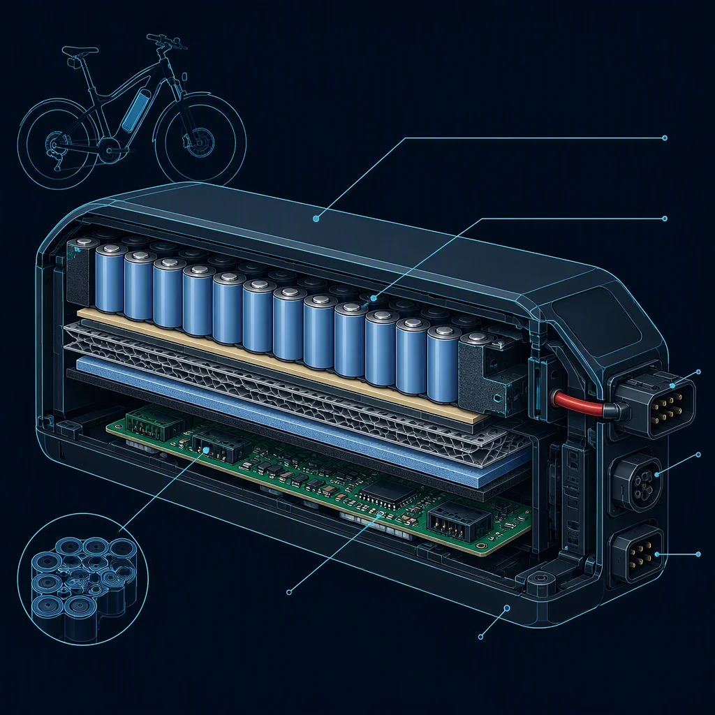Lithium-ion e-bike battery pack with BMS
