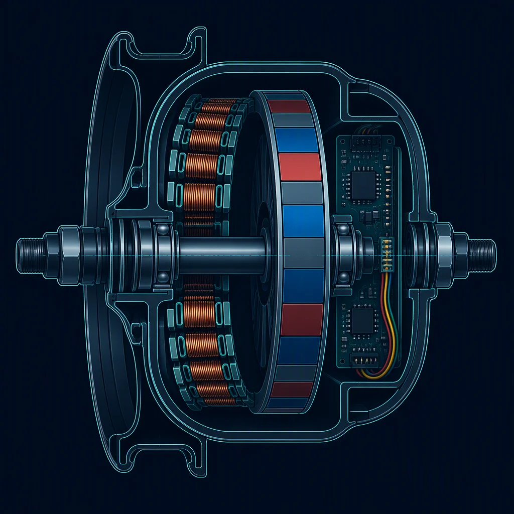 Hub motor and controller unit on test bench